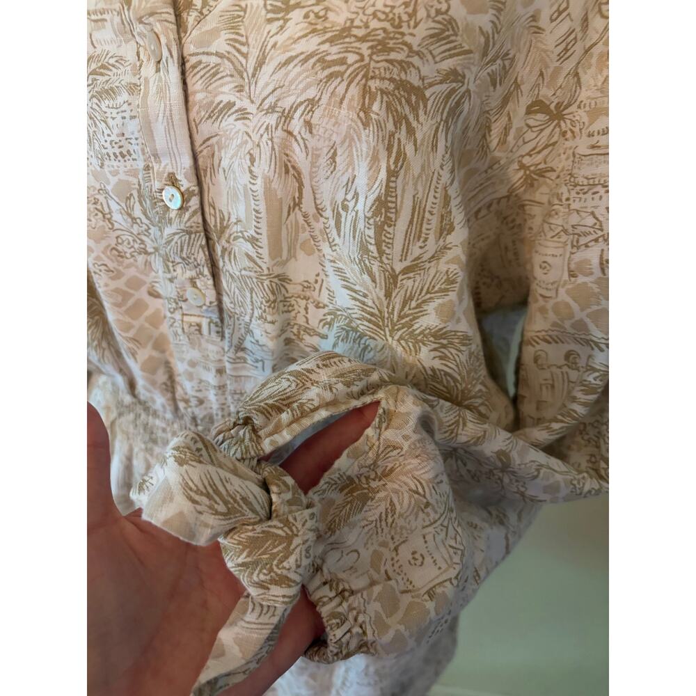 LILLY PULITZER Abralynn 100% Linen Shirtdress Sand Bar Palm Beach Paradise 12 - Picture 5 of 15